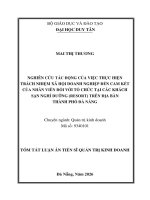 Tóm tắt nghiên cứu tác Động của việc thực hiện trách nhiệm xã hội doanh nghiệp Đến cam kết của nhân viên với tổ chức tại các khách sạn nghỉ dưỡng (resort) trên Địa bàn thành phố Đà nẵng