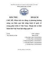 Phân tích tác Động và phương hướng nâng cao hiệu quả hội nhập kinh tế quốc tế trong phát triển Ở việt nam  thuận lợi và khó khăn khi việt nam hội nhập quốc tế