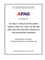 Xử phạt vi phạm hành chính trong lĩnh vực trật tự Đô thị trên Địa bàn phường chợ quán, thành phố hồ chí minh