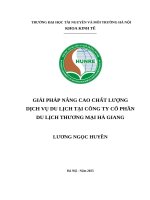 Giải pháp nâng cao chất lượng dịch vụ du lịch tại công ty cổ phần du lịch thương mại hà giang