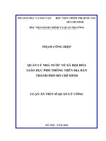 Quản lý nhà nƣớc về xã hội hóa giáo dục phổ thông trên Địa bàn thành phố hồ chí minh