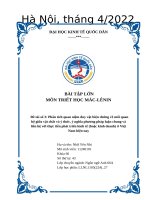 Phân tích quan niệm duy vật biện chứng về mối quan hệ giữa vật chất và Ý thức, Ý nghĩa phương pháp luận chung và liên hệ với thực tiễn phát triển kinh tế (hoặc kinh doanh) Ở việt nam hiện nay