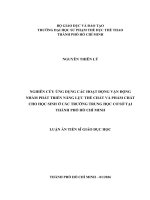 Nghiên cứu Ứng dụng các hoạt Động vận Động nhằm phát triển năng lực thể chất và phẩm chất cho hs Ở các trường trung học cơ sở tại thành phố hồ chí minh