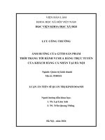 Ảnh hưởng của giá trị thương hiệu Đến hành vi mua hàng trực tuyến Đối với sản phẩm thời trang của khách hàng cá nhân tại thị trường hà nội