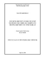 Tóm tắt xây dựng Đội ngũ cán bộ cấp cơ sở người dân tộc thiểu số nghiên cứu trường hợp miền tây tỉnh nghệ an