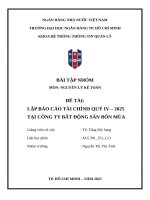 Đề tài lập báo cáo tài chính quý iv – 2025 tại công ty bất Động sản bốn mùa