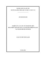 Nghiên cứu các yếu tố Ảnh hưởng Đến hoạt Động liên kết giữa các doanh nghiệp du lịch tại thành phố hồ chí minh