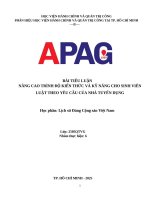 Tiểu luận nâng cao trình Độ kiến thức và kỹ năng cho sinh viên luật theo yêu cầu của nhà tuyển dụng