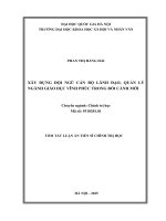 Tóm tắt xây dựng Đội ngũ cán bộ lãnh Đạo, quản lý ngành giáo dục vĩnh phúc trong bối cảnh mới