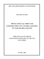 Tóm tắt trung Ƣơng cục miền nam lãnh Đạo công tác văn hóa, giáo dục từ năm 1961 Đến năm 1975
