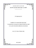 Luận văn nghiên cứu thành phần hóa học và Đánh giá tác dụng gây Độc tế bào ung thư loài tảo xoắn spirulina platensis