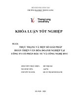 Thực trạng và một số giải pháp hoàn thiện văn hóa doanh nghiệp tại công ty cổ phần Đầu tư và công nghệ hvc