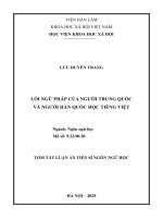 Tóm tắt lỗi ngữ pháp của người trung quốc và người hàn quốc học tiếng việt