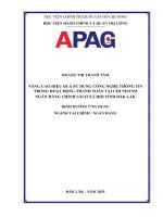 Nâng cao hiệu quả sử dụng công nghệ thông tin trong hoạt Động thanh toán tại chi nhánh ngân hàng chính sách xã hội tỉnh Đắk lắk