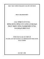 Tóm tắt các tỉnh Ủy Ở vùng Đồng bằng sông cửu long lãnh Đạo phát triển nông nghiệp bền vững giai Đoạn hiện nay