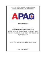 Hoàn thiện hoạt Động cho vay hộ sản xuất kinh doanh tại vùng khó khăn Ở phòng giao dịch ngân hàng chính sách xã hội krông nô