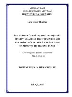 Tóm tắt Ảnh hưởng của giá trị thương hiệu Đến hành vi mua hàng trực tuyến Đối với sản phẩm thời trang của khách hàng cá nhân tại thị trường hà nội