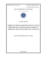 Nghiên cứu phương pháp phân tích các chất Ô nhiễm triclosan, triclocarban, paraben và bisp