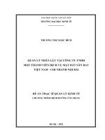 Luận văn quản lý nhân lực tại công ty tnhh một thành viên dịch vụ mặt Đất sân bay việt nam   chi nhánh nội bài