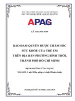 Bảo Đảm quyền Được chăm sóc sức khỏe của trẻ em trên Địa bàn phường bình thới, thành phố hồ chí minh