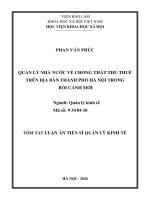 Tóm tắt quản lý nhà nước về chống thất thu thuế trên Địa bàn thành phố hà nội trong bối cảnh mới