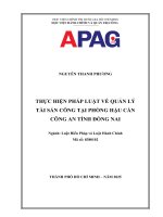 Thực hiện pháp luật về quản lý tài sản công tại phòng hậu cần công an tỉnh Đồng nai