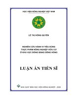Nghiên cứu hành vi tiêu dùng thực phẩm nông nghiệp hữu cơ Ở khu vực Đồng bằng sông hồng