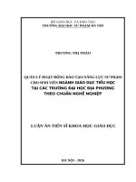 Quản lý hoạt Động Đào tạo năng lực sư phạm cho sinh viên ngành giáo dục tiểu học tại các trường Đại học Địa phương theo chuẩn nghề nghiệp