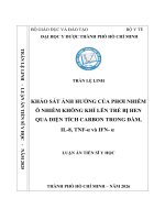 Khảo sát Ảnh hưởng của phơi nhiễm Ô nhiễm không khí lên trẻ em bị hen qua diện tích carbon trong Đàm, il 8, tnf Α và ifn Α