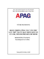 Hoàn thiện công tác văn thư lưu trữ tại Ủy ban nhân dân xã củ chi, thành phố hồ chí minh