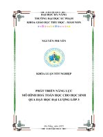 Phát triển năng lực mô hình hoá toán học cho học sinh qua dạy học Đại lượng lớp 3