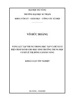 Năng lực tập trung trong học tập và Đề xuất biện pháp dành cho học sinh trường trung học cơ sở lê thị hồng gấm Đà nẵng