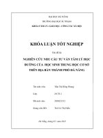 Nghiên cứu nhu cầu tư vấn tâm lý học Đường của học sinh trung học cơ sở trên Địa bàn thành phố Đà nẵng