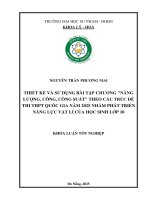 Thiết kế và sử dụng bài tập chương năng lượng, công, công suất theo cấu trúc Đề thi thpt quốc gia năm 2025 nhằm phát triển năng lực vật lí của học sinh lớp 10