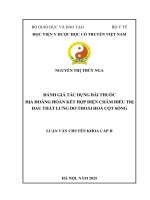 Đánh giá tác dụng bài thuốc Địa hoàng hoàn kết hợp Điện châm Điều trị Đau thắt lƣng do thoái hoá cột sống