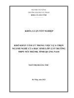 Khó khăn tâm lý trong việc lựa chọn ngành nghề của học sinh lớp 12 Ở trường thpt núi thành, tỉnh quảng nam
