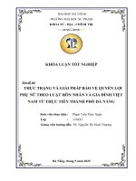 Thực trạng và giải pháp bảo vệ quyền lợi phụ nữ theo luật hôn nhân và gia Đình việt nam từ thực tiễn thành phố Đà nẵng