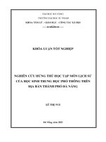 Nghiên cứu hứng thú học tập môn lịch sử của học sinh trung học phổ thông trên Địa bàn thành phố Đà nẵng