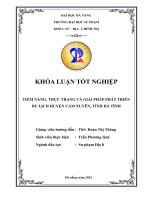 Tiềm năng, thực trạng và giải pháp phát triển du lịch huyện cẩm xuyên, tỉnh hà tĩnh