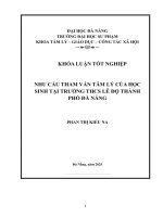 Nhu cầu tham vấn tâm lý của học sinh tại trường thcs lê Độ thành phố Đà nẵng