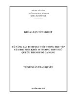 Kỹ năng xác Định mục tiêu trong học tập của học sinh khối 10 trường thpt ngô quyền, thành phố Đà nẵng