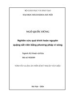Tóm tắt nghiên cứu quá trình hoàn nguyên quặng sắt viên bằng phương pháp vi sóng