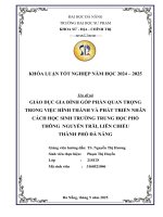 Giáo dục gia Đình góp phần quan trọng trong việc hình thành và phát triển nhân cách học sinh trường thpt nguyễn trãi, liên chiểu, Đà nẵng