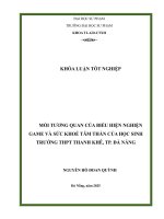 Mối tương quan của biểu hiện nghiện game và sức khoẻ tâm thần của học sinh trường thpt thanh khê, tp Đà nẵng