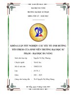Các yếu tố Ảnh hưởng tới stress của sinh viên trường Đại học sư phạm – Đại học Đà nẵng