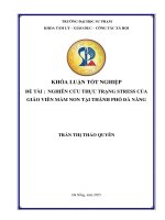 Nghiên cứu thực trạng stress của giáo viên mầm non tại thành phố Đà nẵng