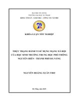 Thực trạng hành vi sử dụng mạng xã hội của học sinh trường trung học phổ thông nguyễn hiền   thành phố Đà nẵng