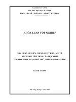 Mối quan hệ giữa chỉ số vượt khó (aq) và sức khỏe tâm thần của học sinh trường thpt phạm phú thứ, thành phố Đà nẵng