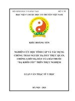 Nghiên cứu Độc tính cấp và tác dụng chống trào ngược dạ dày thực quản, chống loét dạ dày của bài thuốc dạ khôi cốt trên thực nghiệm