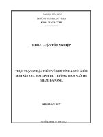 Thực trạng nhận thức về giới tính & sức khỏe sinh sản của học sinh tại trường thcs ngô thì nhậm, Đà nẵng